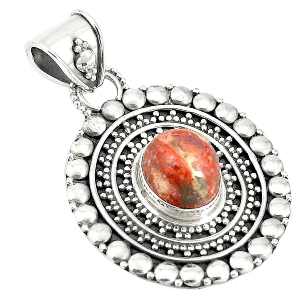 Natural orange mexican fire opal 925 sterling silver pendant jewelry m24214