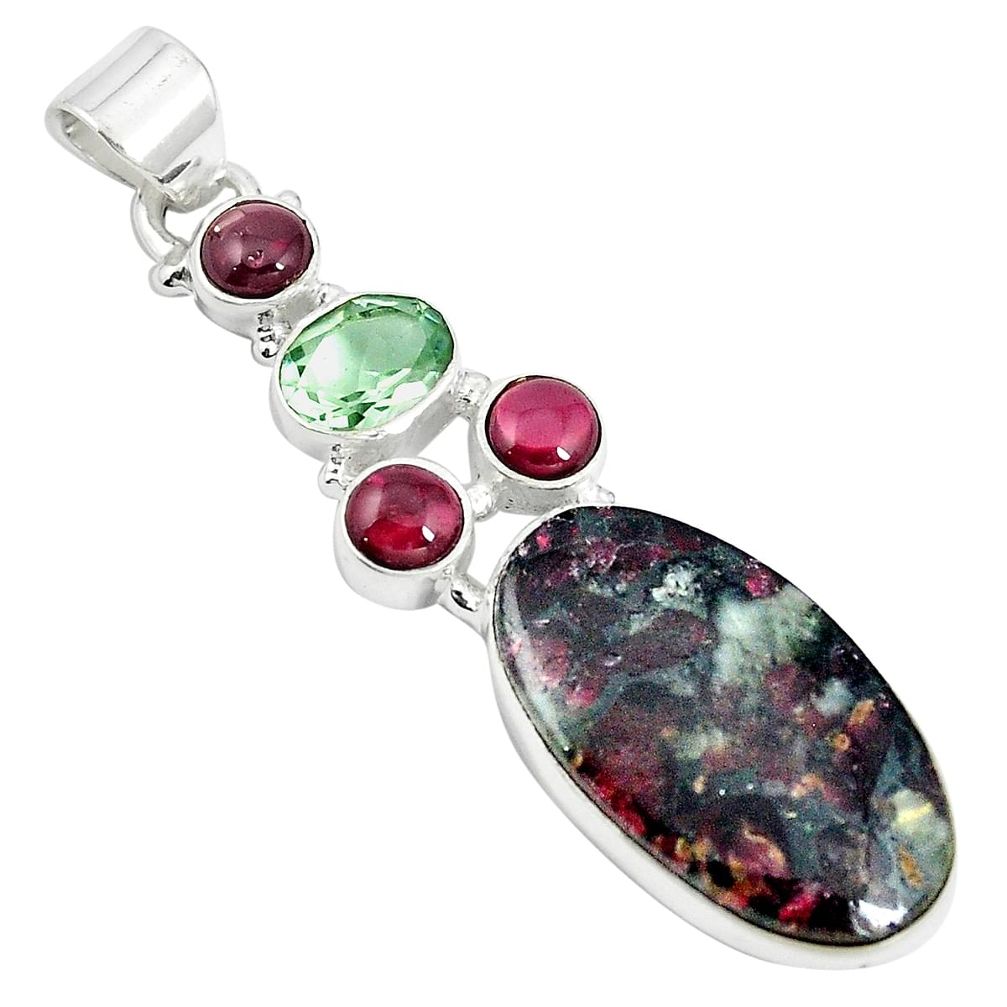 Natural pink eudialyte garnet 925 sterling silver pendant jewelry m24436