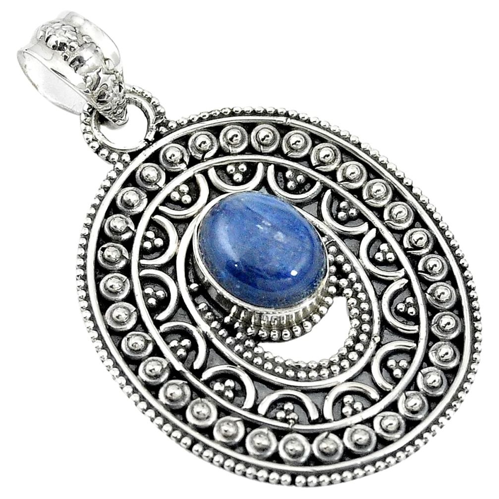 Natural blue kyanite oval 925 sterling silver pendant jewelry m24562