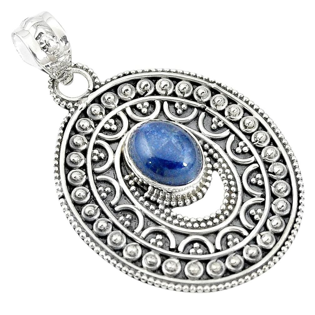 925 sterling silver natural blue kyanite oval shape pendant jewelry m24578