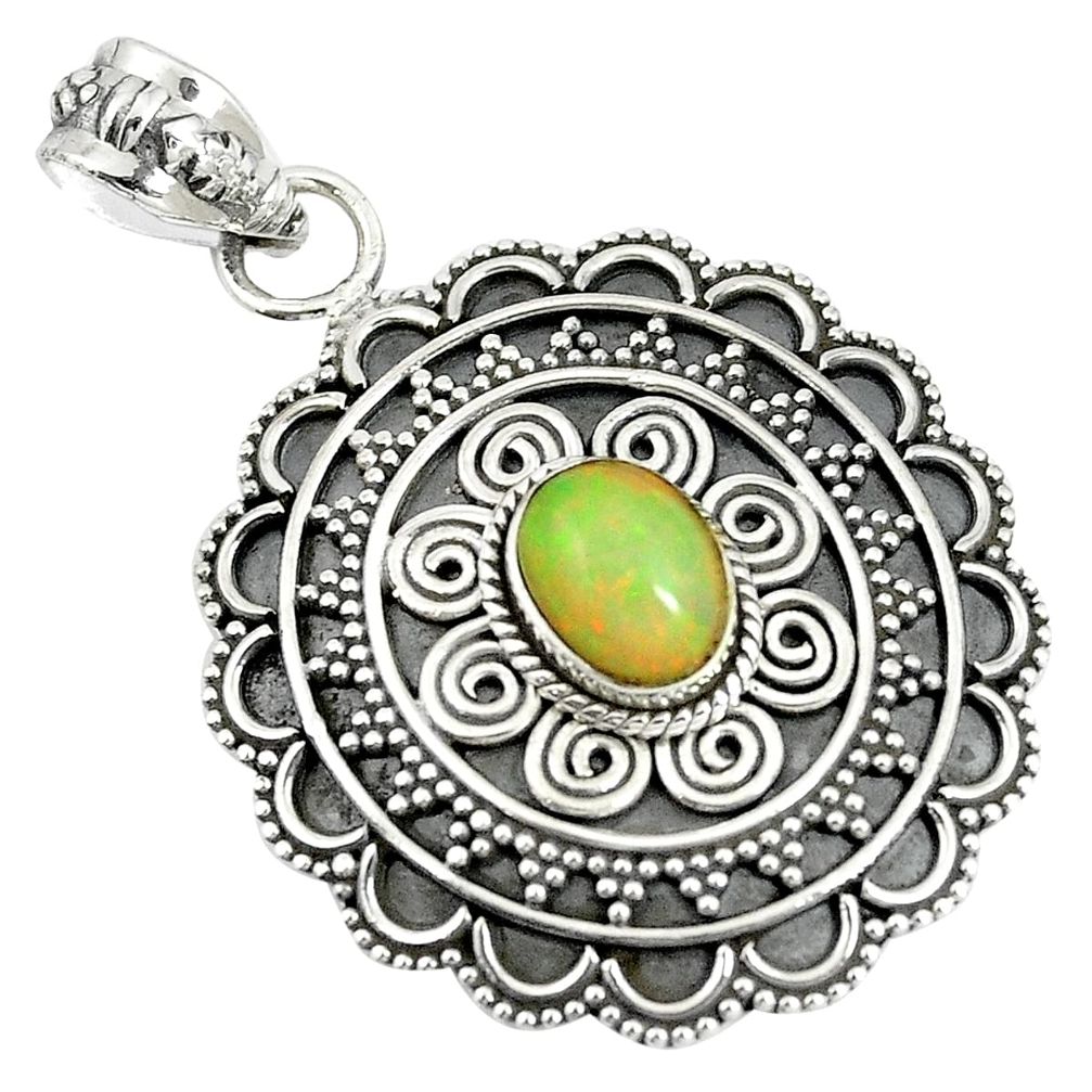 Natural multi color ethiopian opal 925 sterling silver pendant jewelry m24600