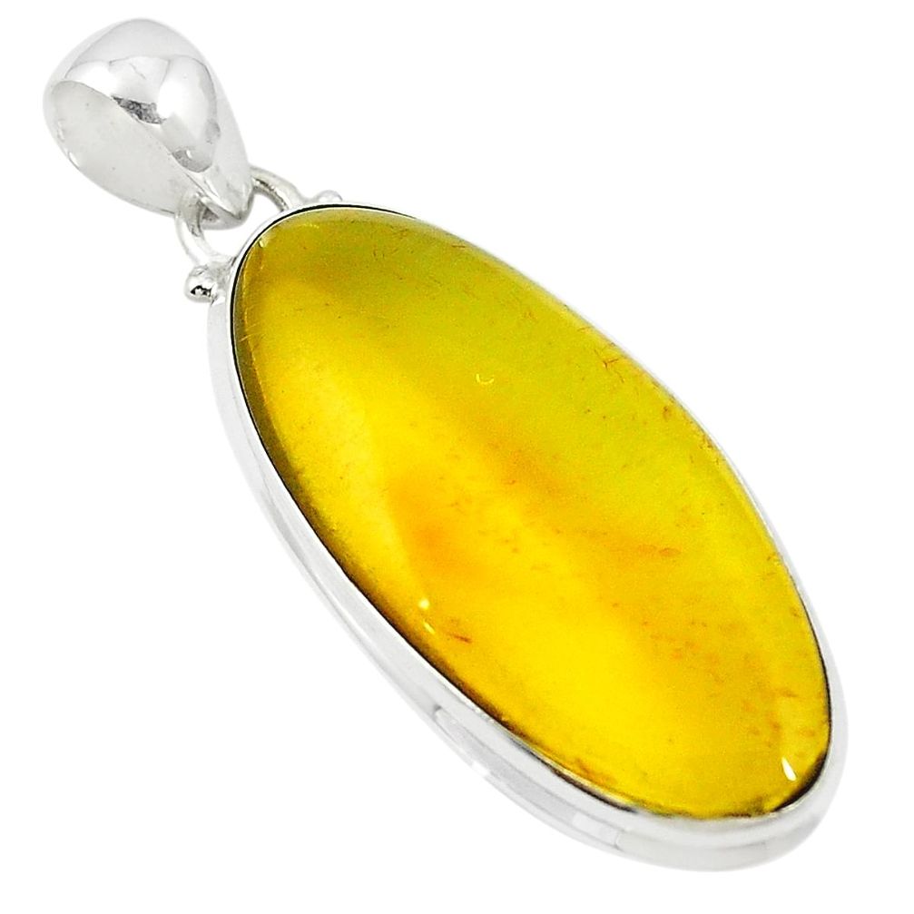 Natural green amber from colombia 925 sterling silver pendant jewelry m24626