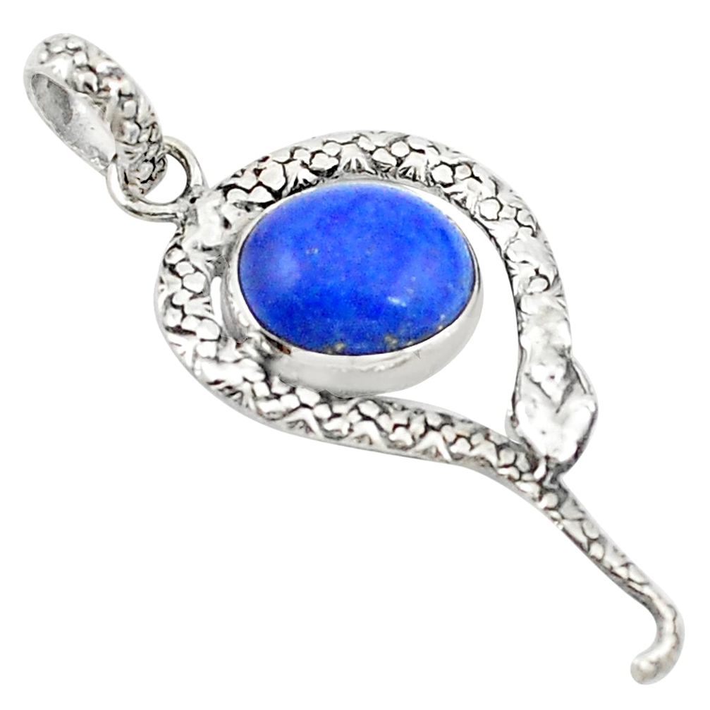 Natural blue lapis lazuli 925 sterling silver snake pendant jewelry m25409