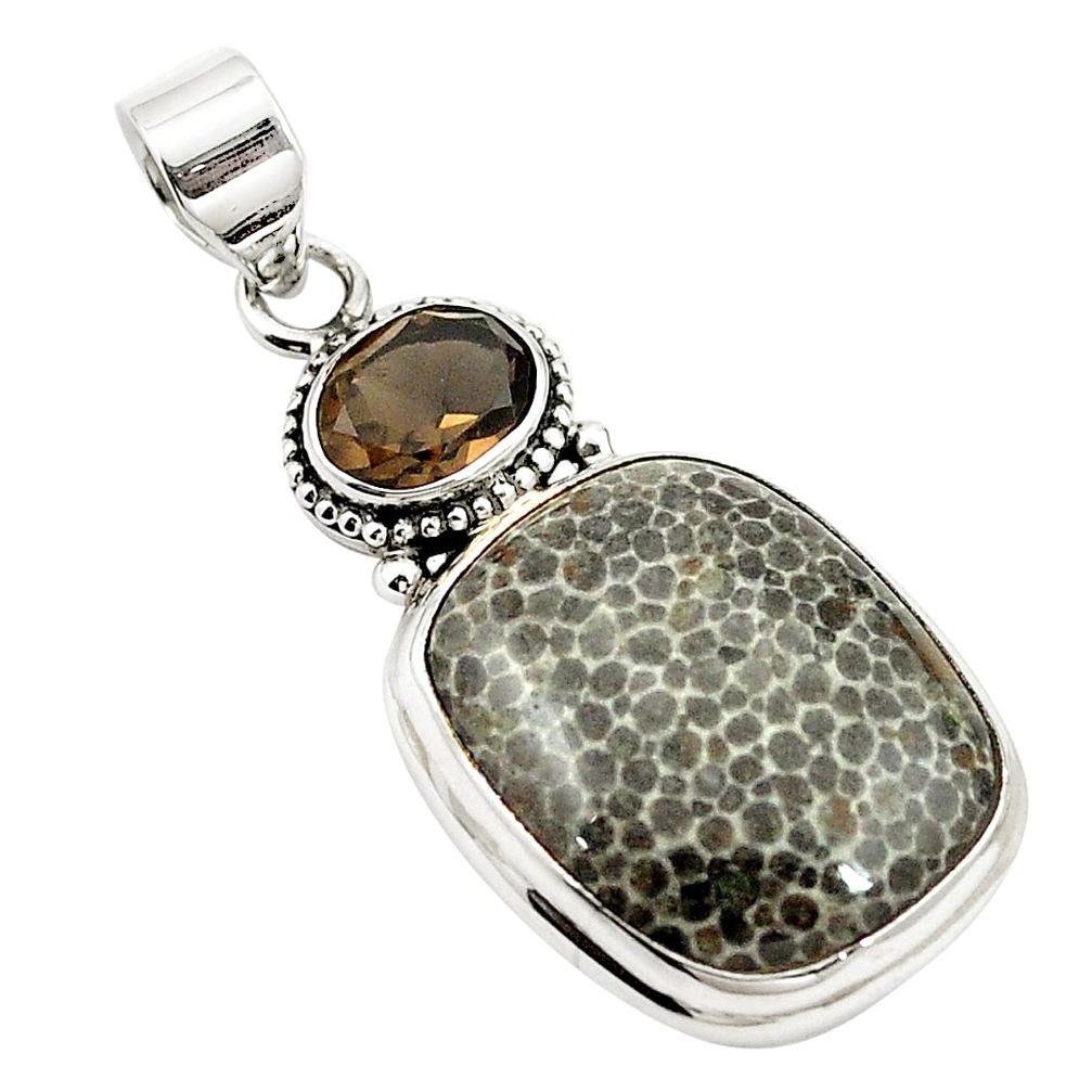 Natural black stingray coral from alaska 925 silver pendant jewelry m25665