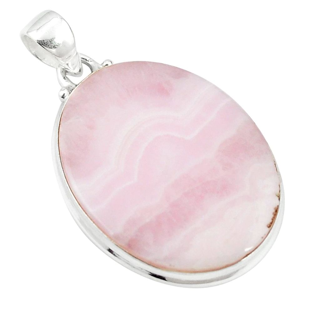925 sterling silver natural pink lace agate oval shape pendant jewelry m25715