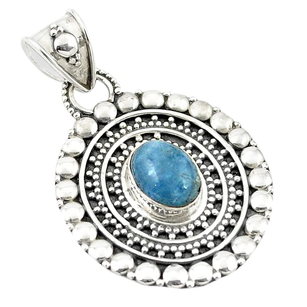 Natural blue aquamarine 925 sterling silver pendant jewelry m25758