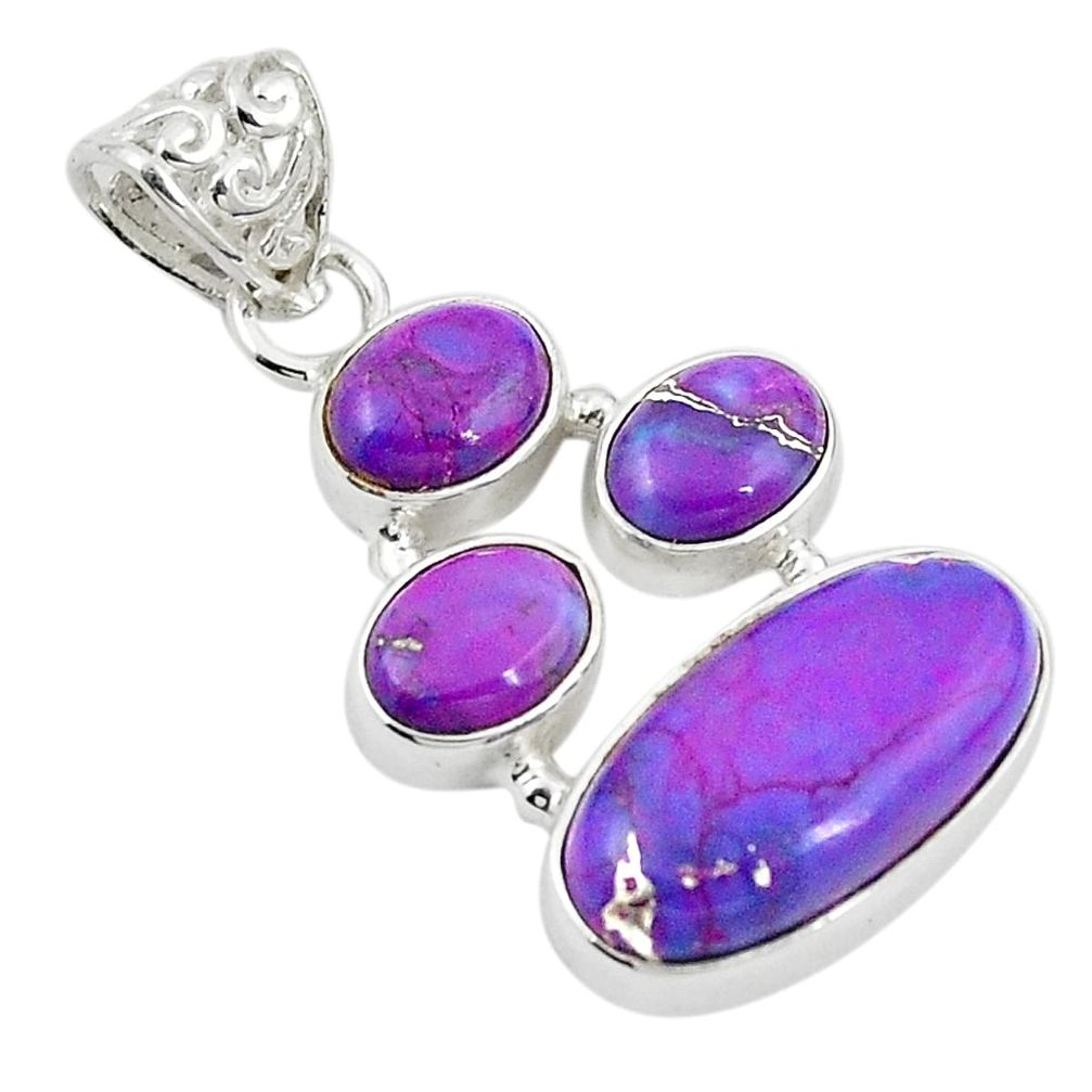 Purple copper turquoise 925 sterling silver pendant jewelry m25816