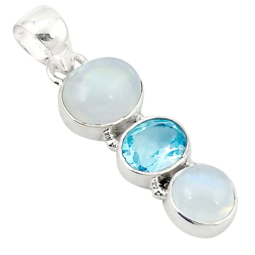 Natural rainbow moonstone topaz 925 sterling silver pendant jewelry m25897