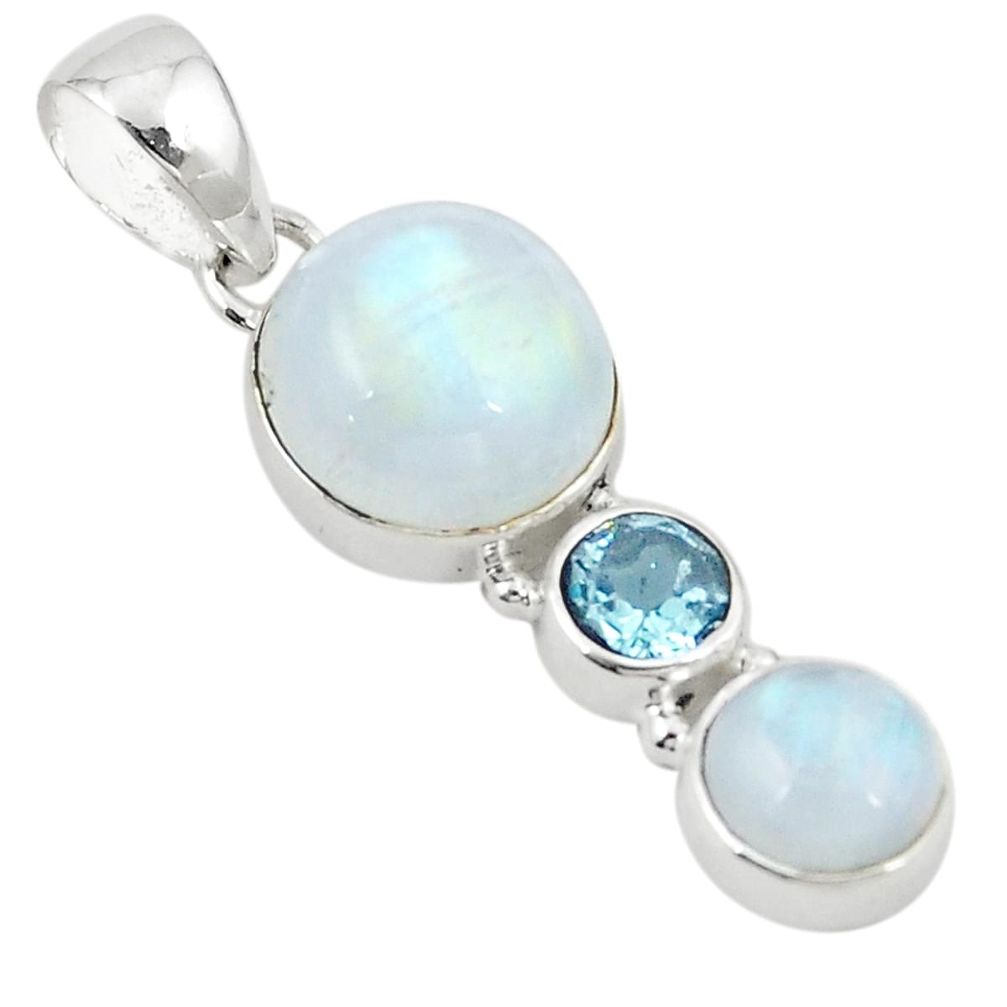 925 sterling silver natural rainbow moonstone topaz pendant jewelry m25914