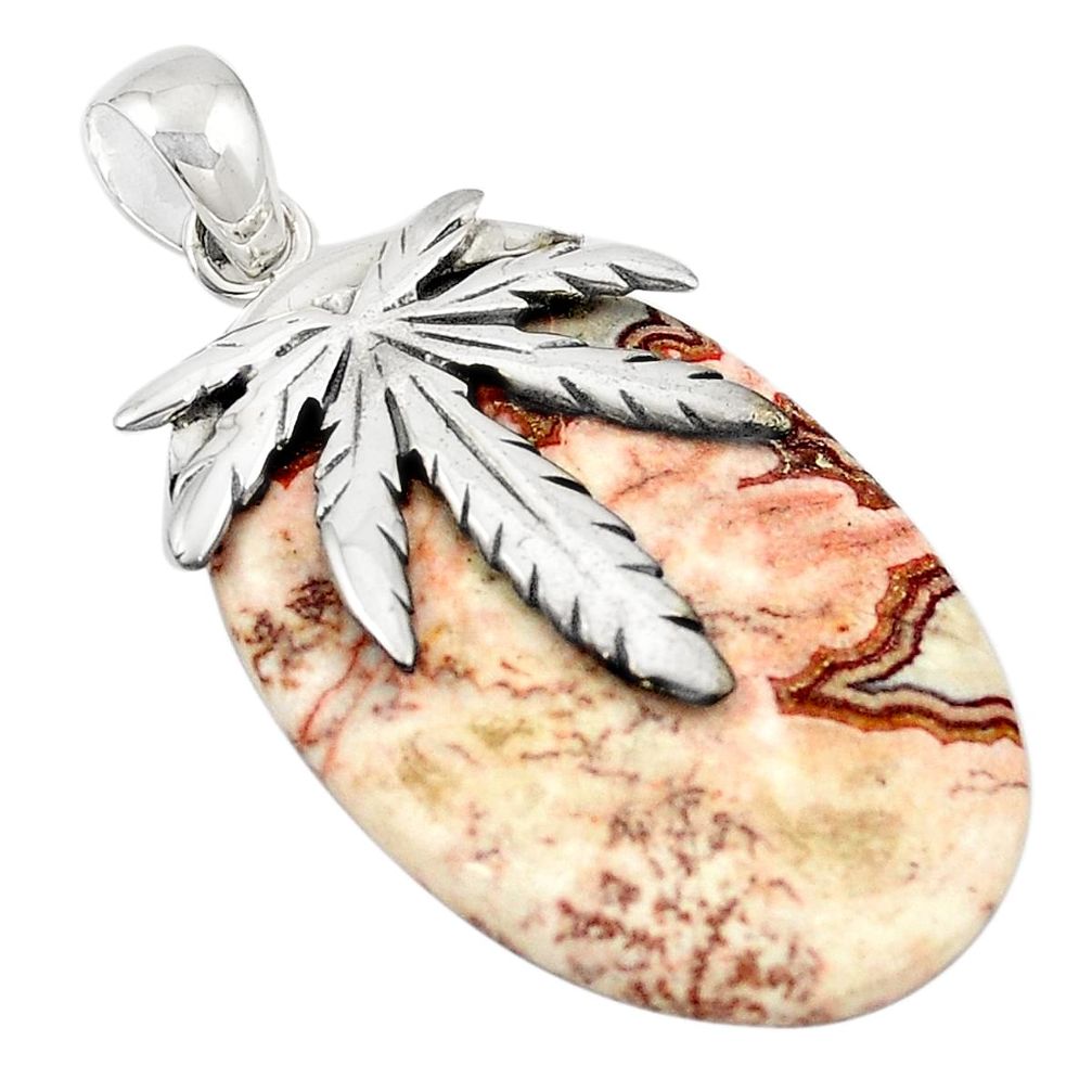 Natural pink rosetta stone jasper 925 sterling silver pendant jewelry m25963