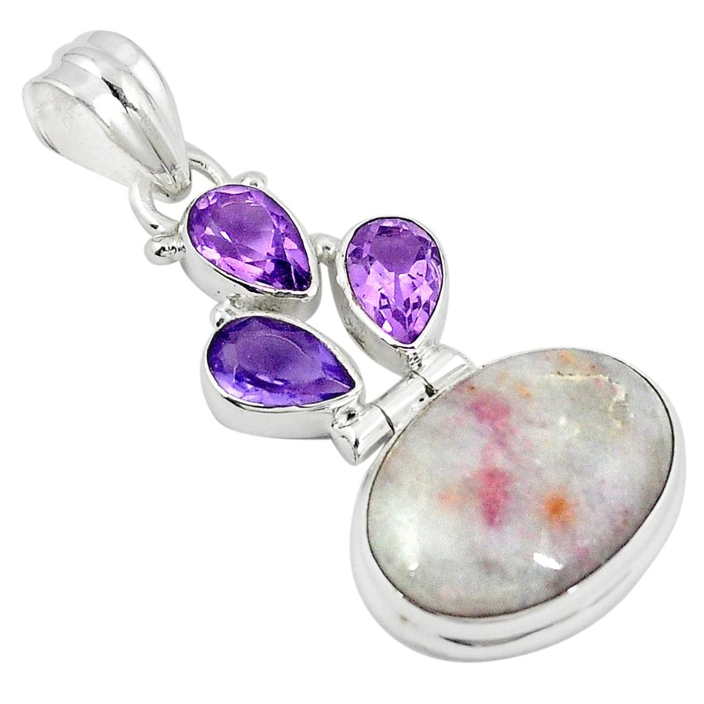 925 sterling silver natural purple lepidolite amethyst pendant jewelry m27355