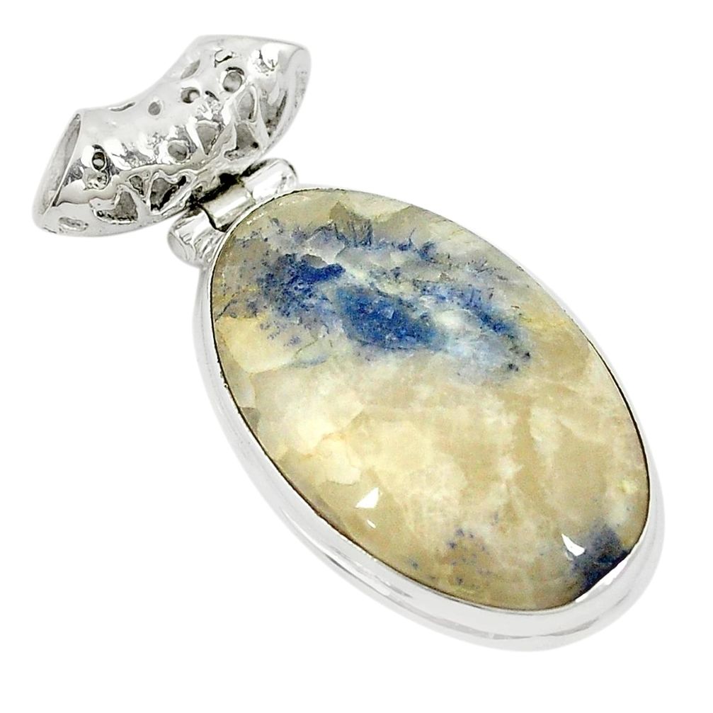 Natural blue dumortierite 925 sterling silver pendant jewelry m27434