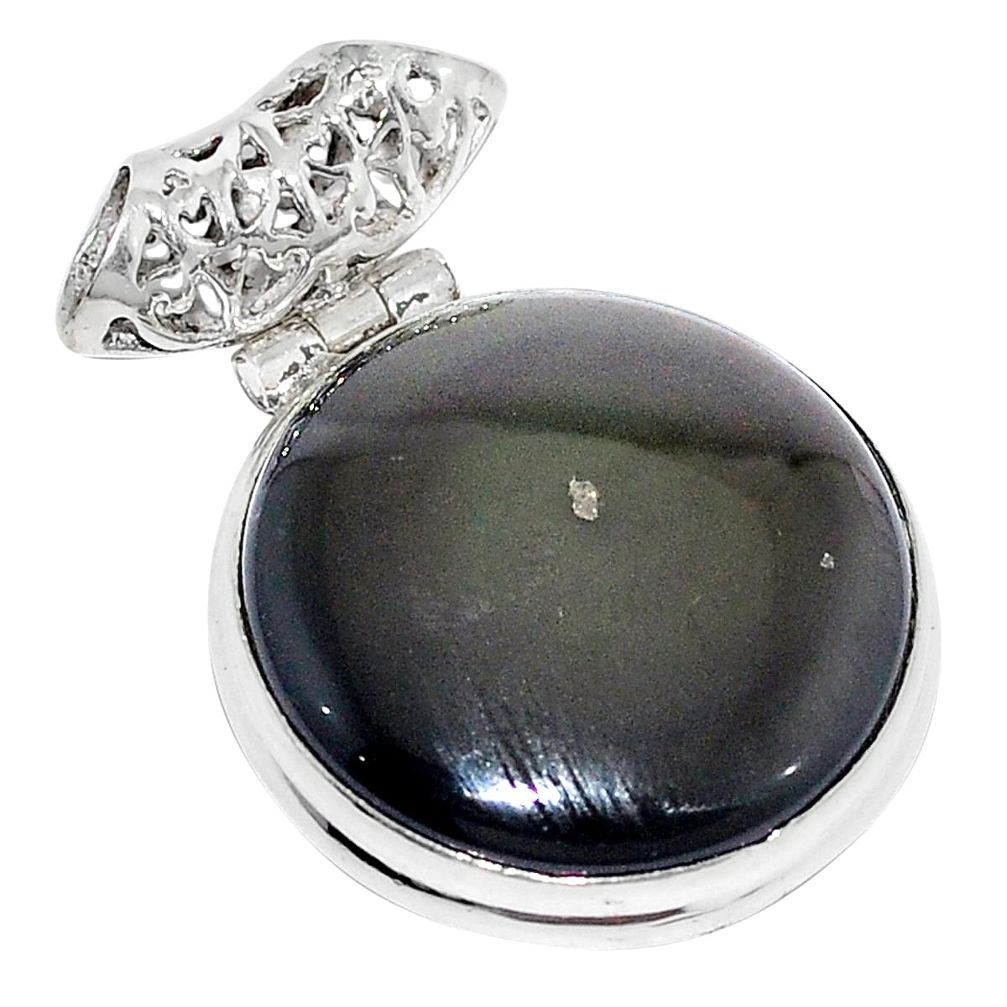 Natural rainbow obsidian eye 925 sterling silver pendant jewelry m27503