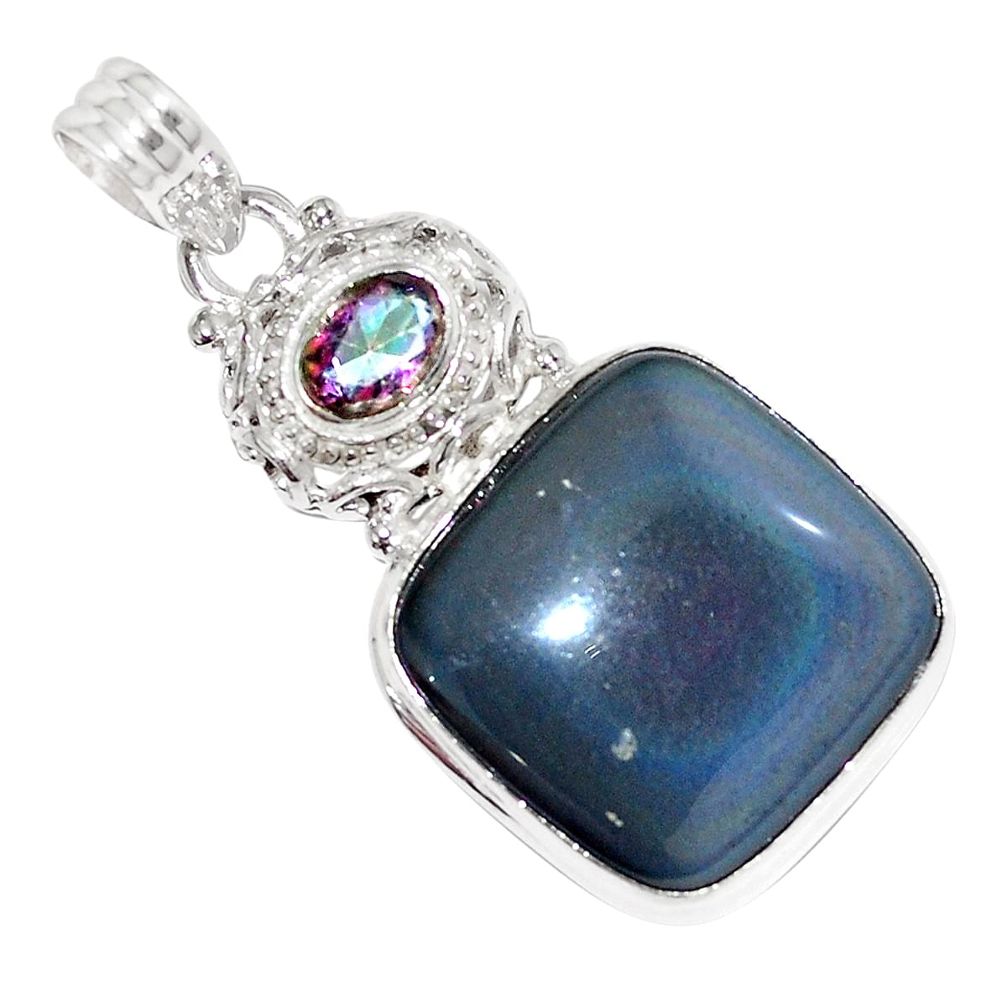 Natural rainbow obsidian eye rainbow topaz 925 silver pendant m27508