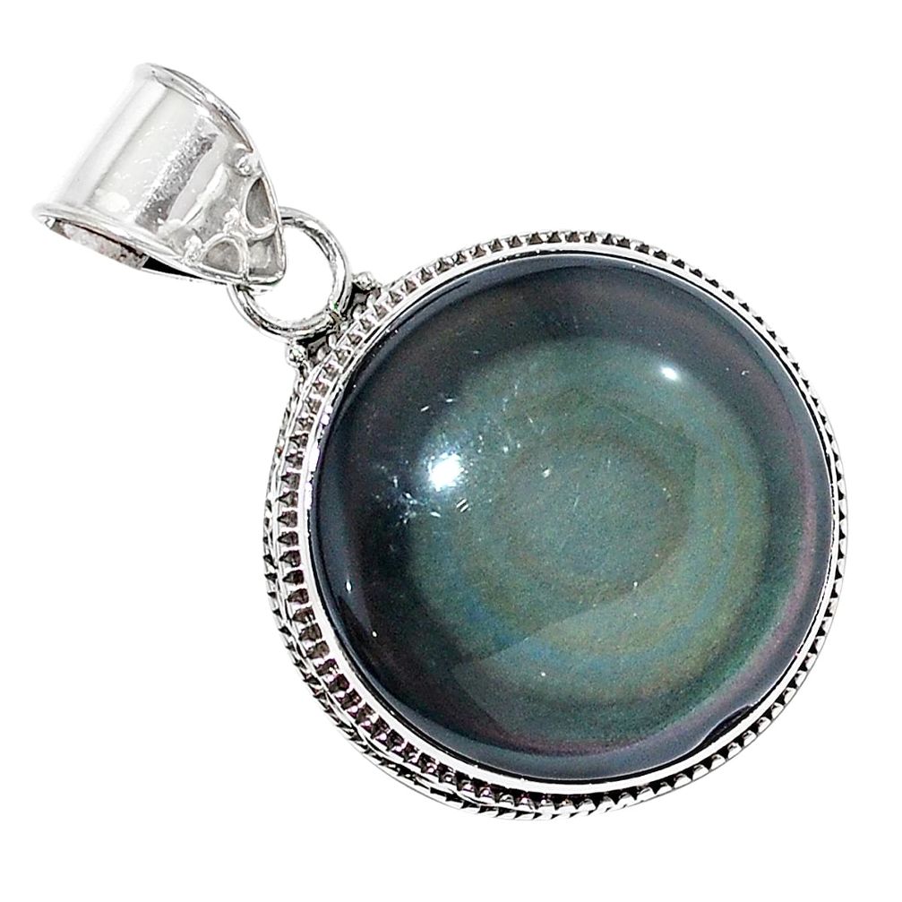 925 sterling silver natural rainbow obsidian eye pendant jewelry m27518