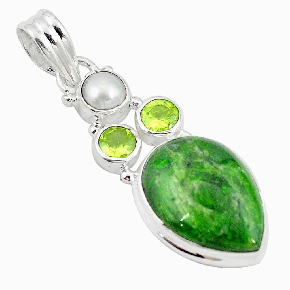 925 sterling silver natural green chrome diopside peridot pendant m27526