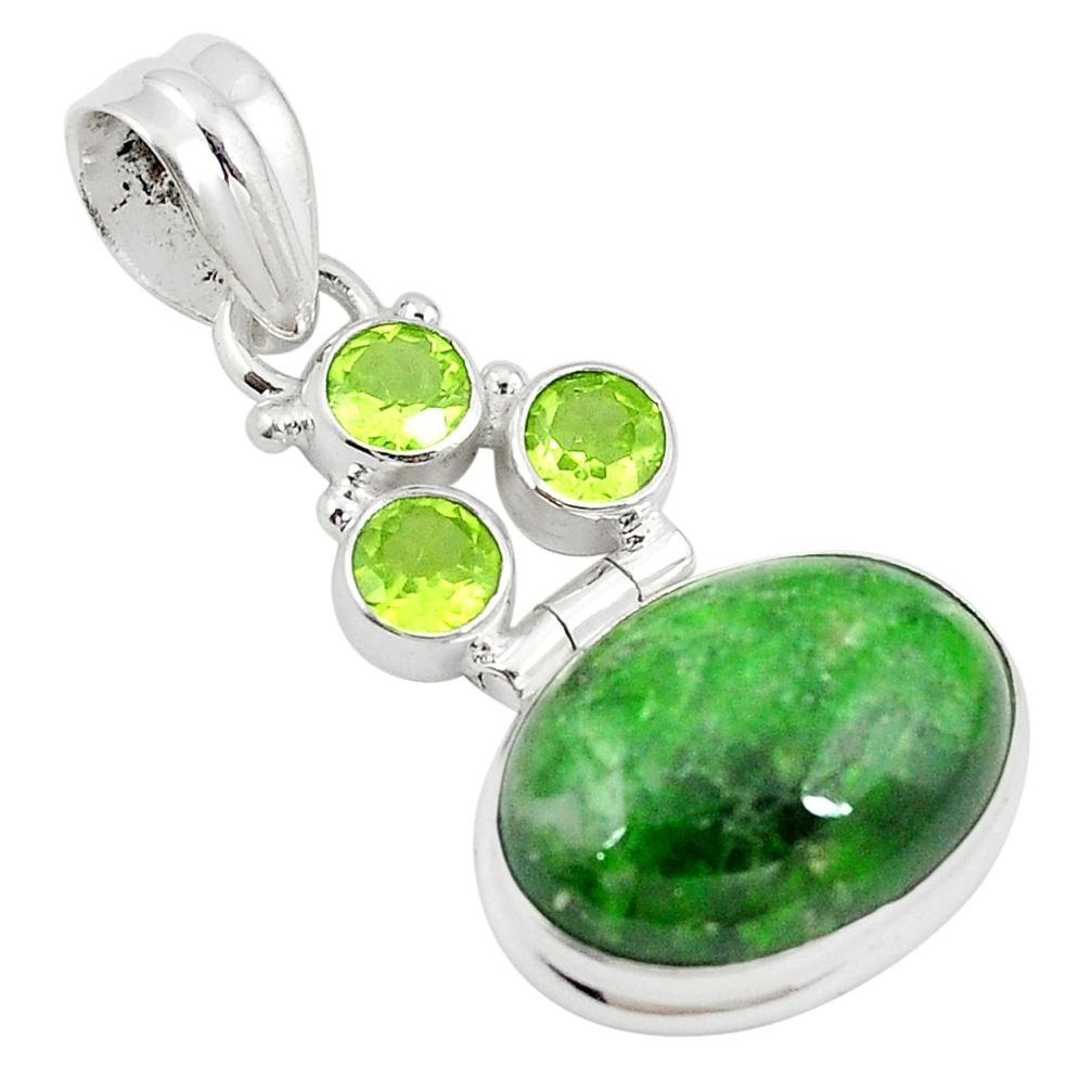 Natural green chrome diopside peridot 925 sterling silver pendant m27527