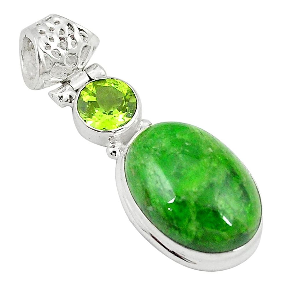 Natural green chrome diopside peridot 925 silver pendant jewelry m27533