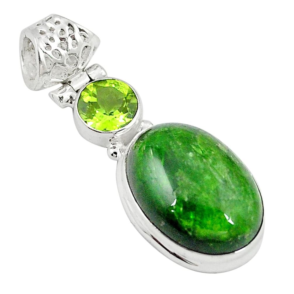 925 sterling silver natural green chrome diopside peridot pendant m27540