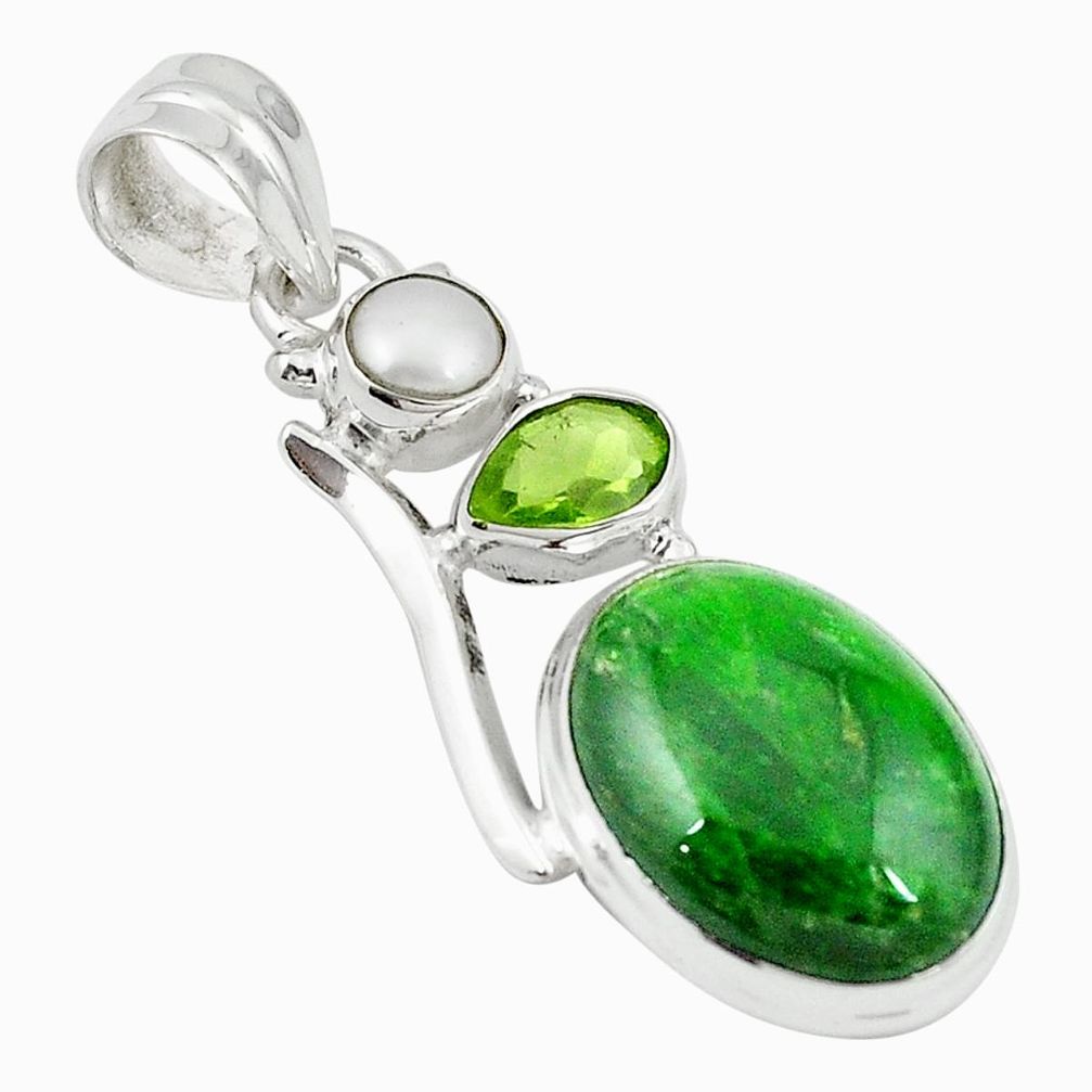 Natural green chrome diopside peridot 925 sterling silver pendant m27543