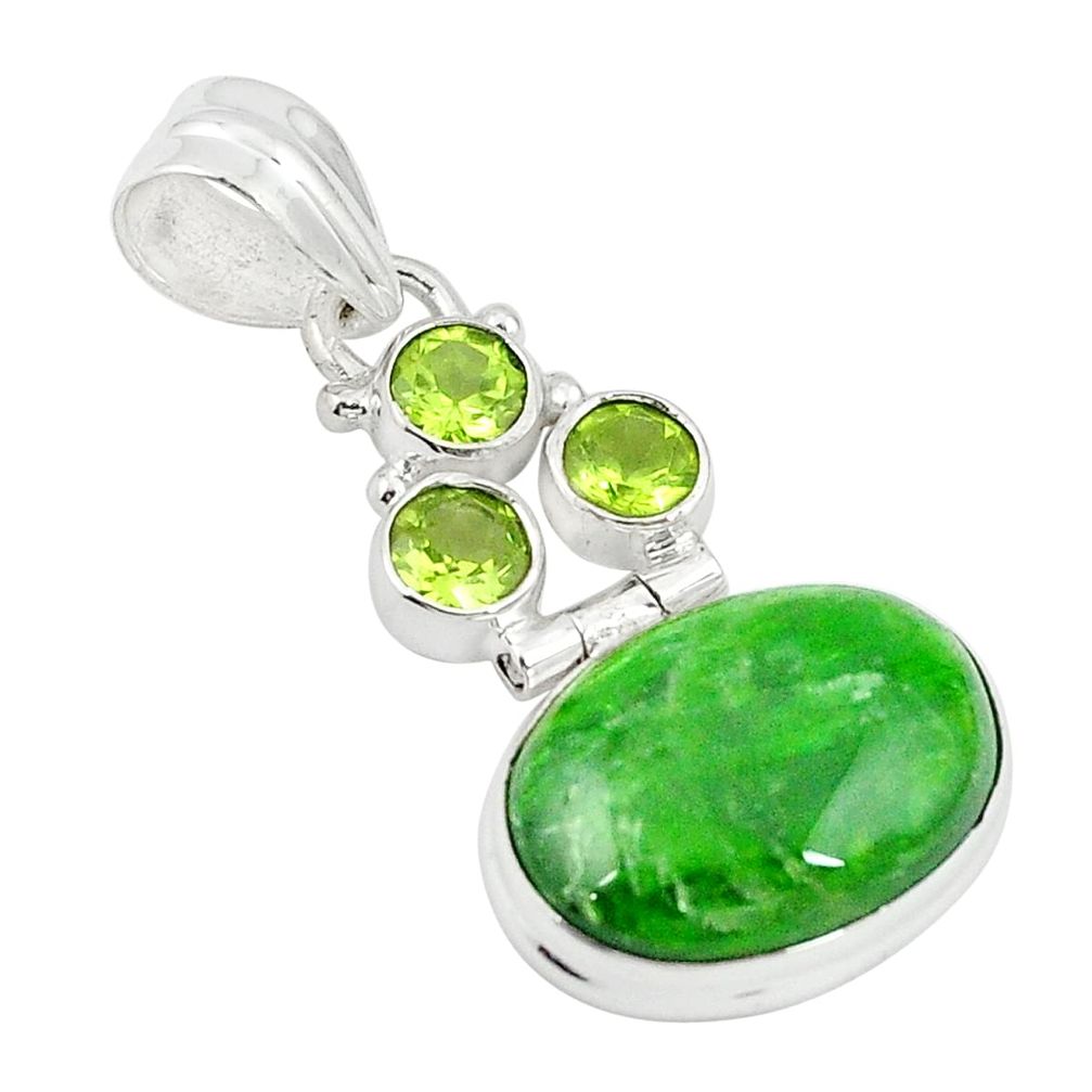 Natural green chrome diopside peridot 925 silver pendant jewelry m27545