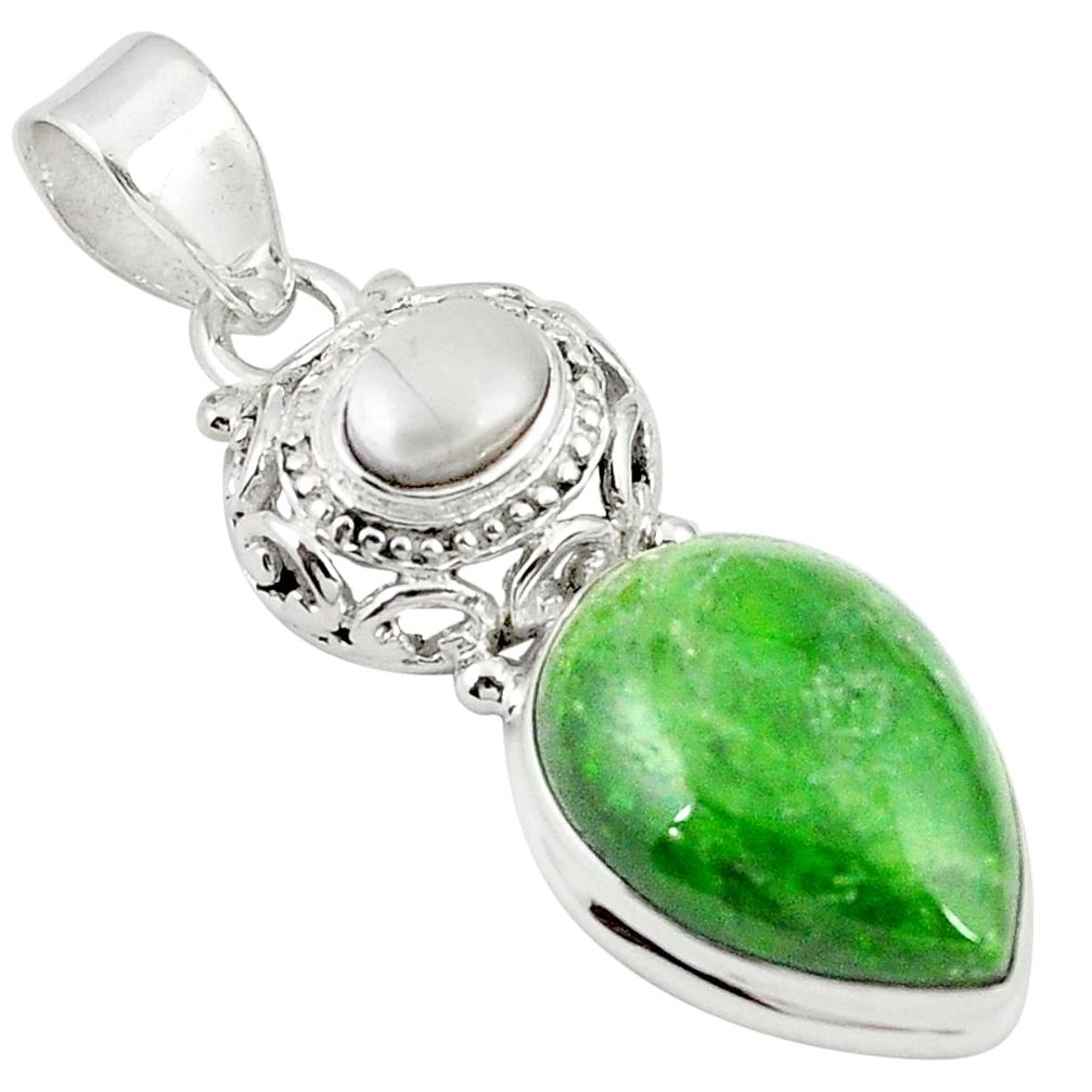 Natural green chrome diopside pearl 925 sterling silver pendant jewelry m27553