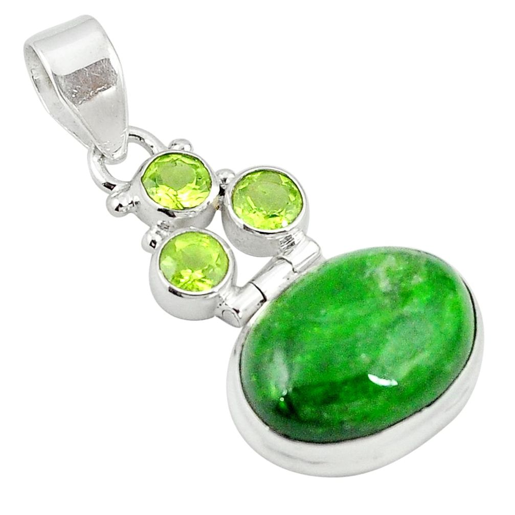 925 sterling silver natural green chrome diopside peridot pendant m27559