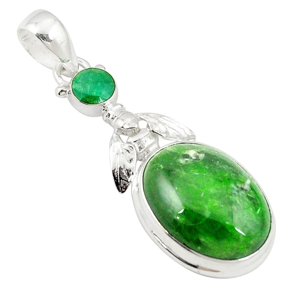 Natural green chrome diopside 925 silver honey bee pendant jewelry m27566