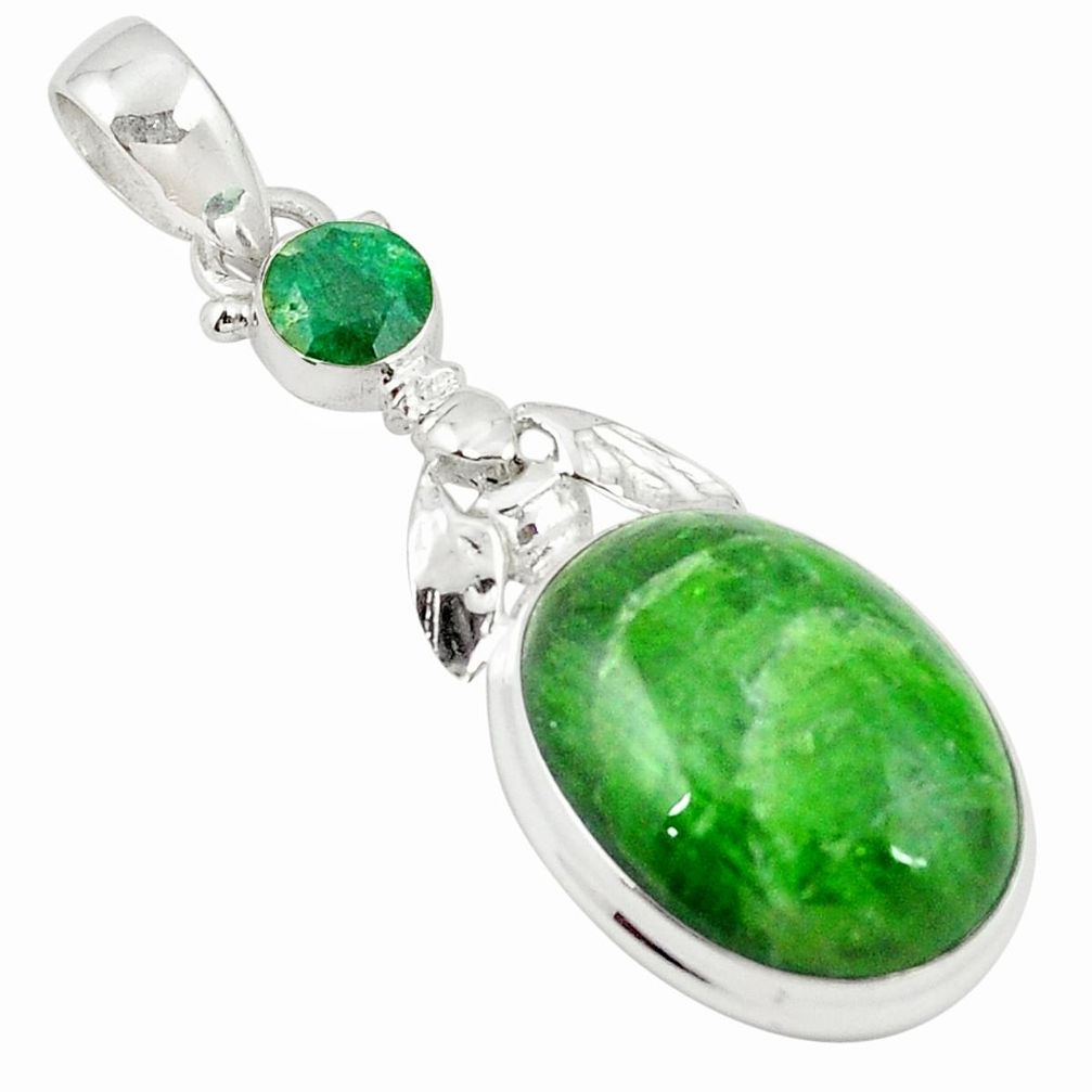 Natural green chrome diopside 925 silver honey bee pendant jewelry m27567