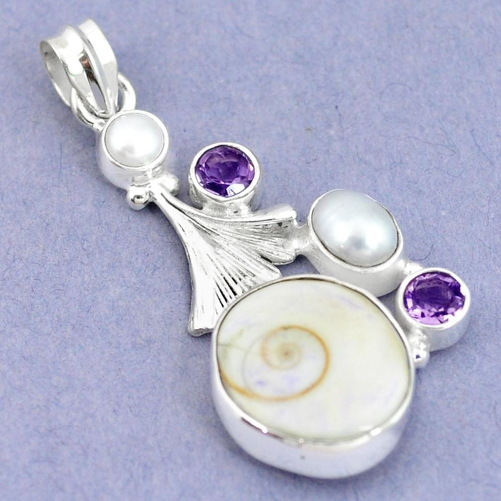 Natural white shiva eye amethyst 925 sterling silver pendant jewelry m2789