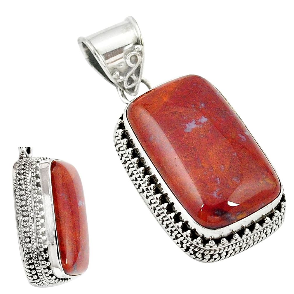Natural brown vaquilla agate 925 sterling silver pendant jewelry m27957
