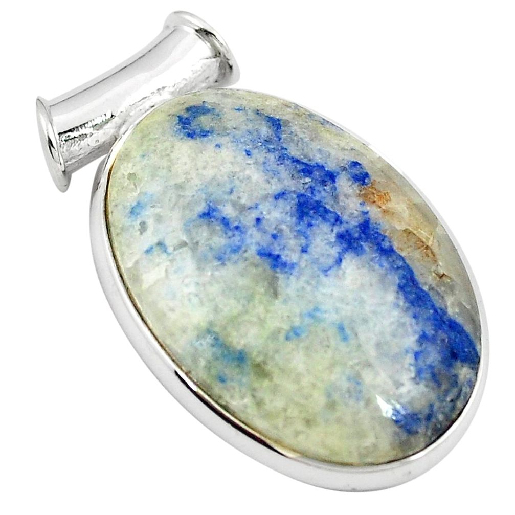 925 sterling silver natural blue dumortierite oval shape pendant jewelry m28090