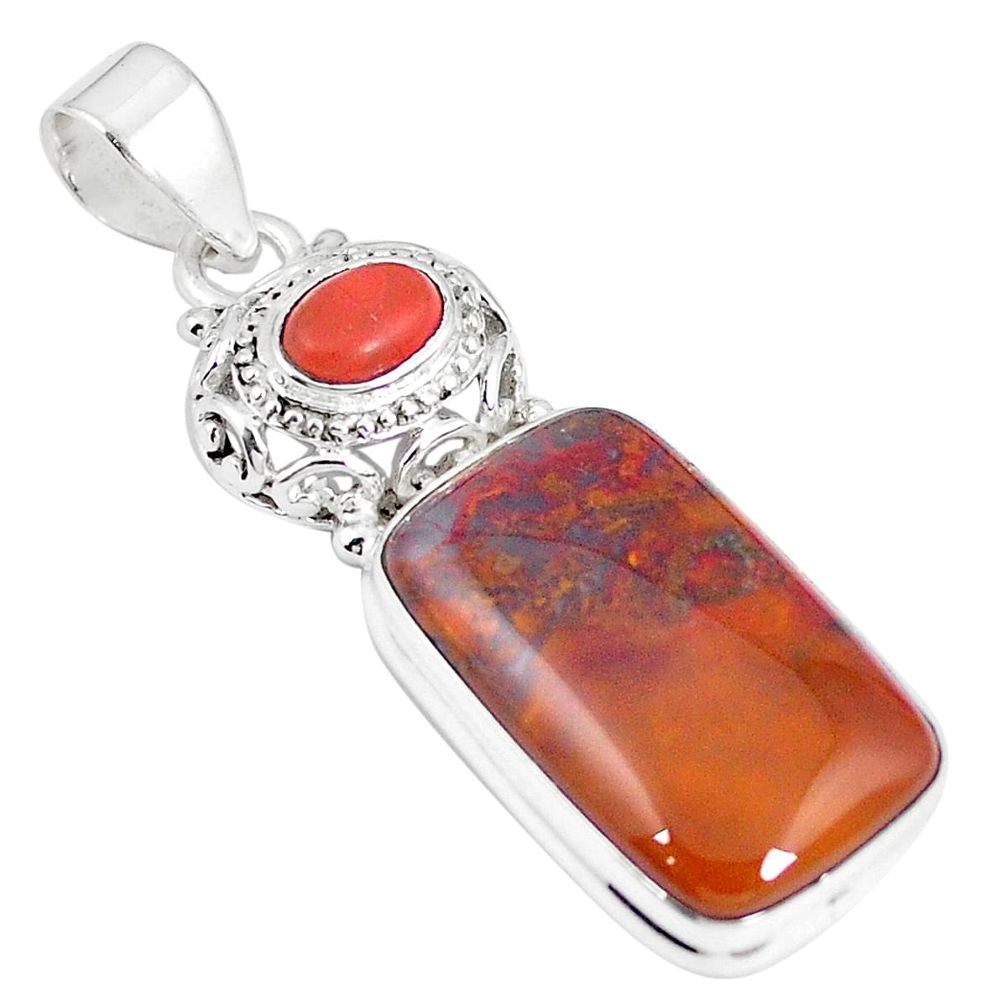 Natural brown vaquilla agate 925 sterling silver pendant jewelry m28173