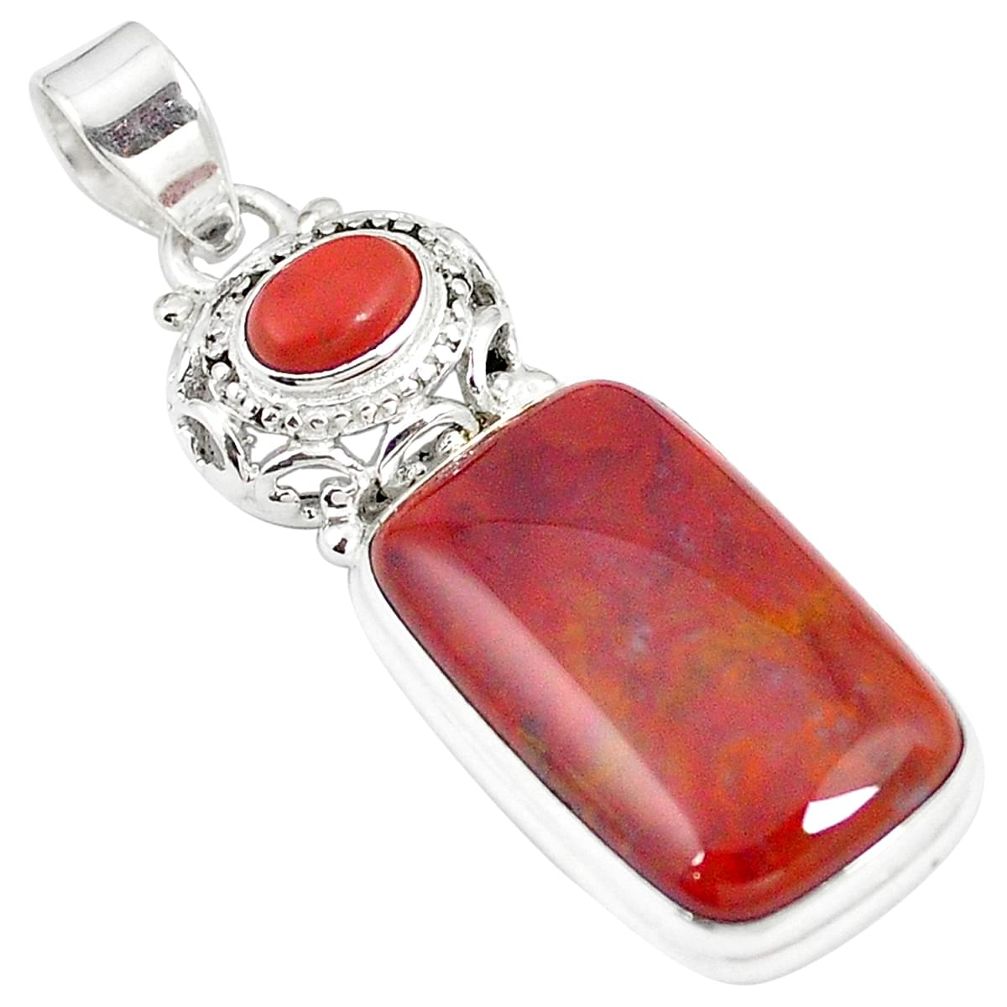 Natural brown vaquilla agate 925 sterling silver pendant jewelry m28178