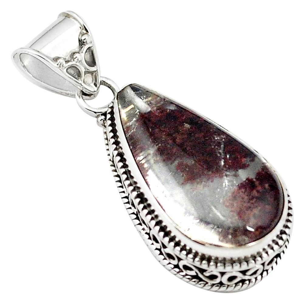 925 sterling silver natural brown scenic lodolite pendant jewelry m28188