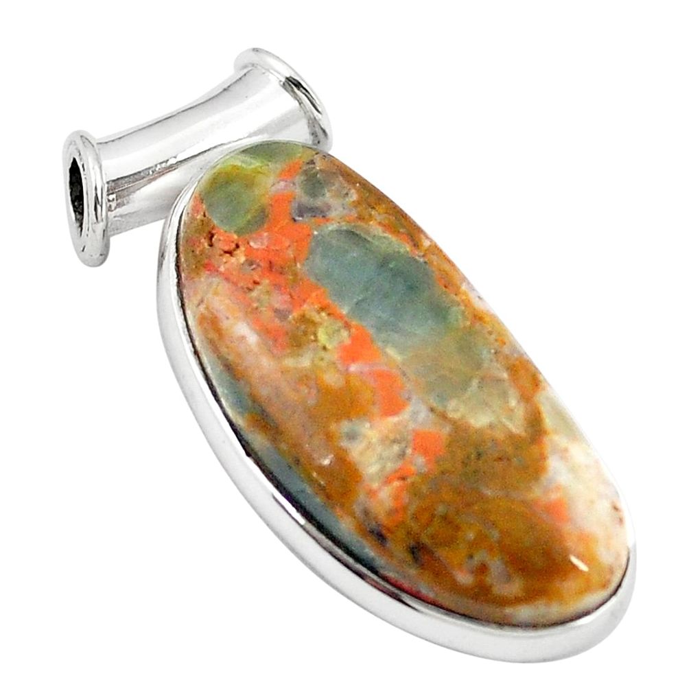 Natural orange apatite (madagascar) 925 sterling silver pendant jewelry m28191