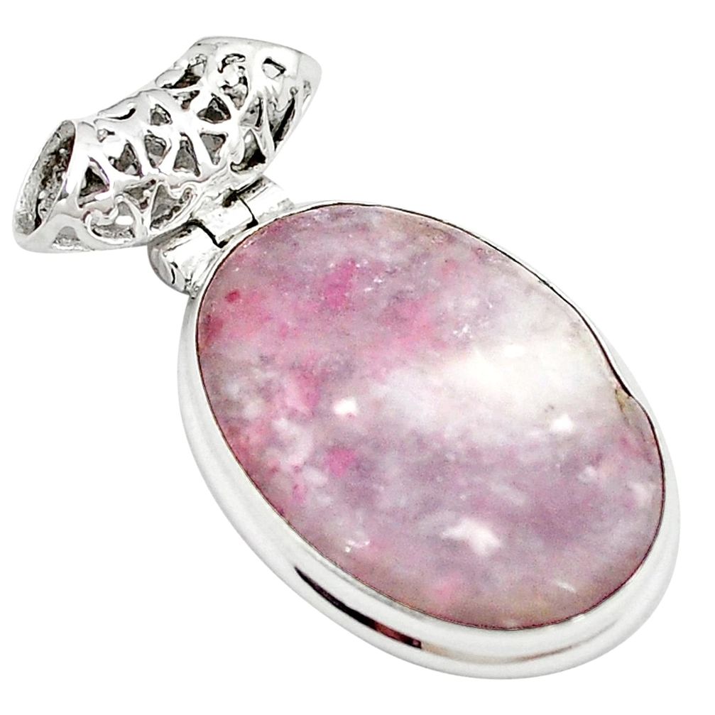 925 sterling silver natural purple lepidolite oval pendant jewelry m28227