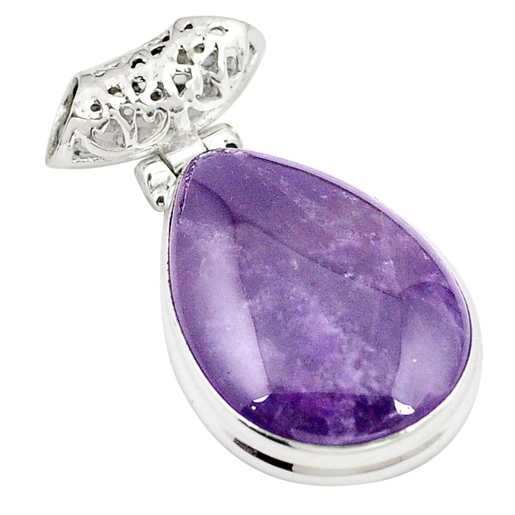 Natural purple chevron amethyst 925 sterling silver pendant jewelry m28349