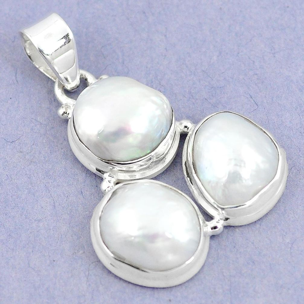 925 sterling silver natural white pearl fancy pendant jewelry m29044