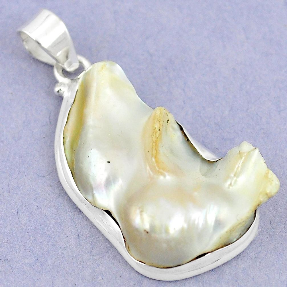 Natural white blister pearl 925 sterling silver pendant jewelry m29105