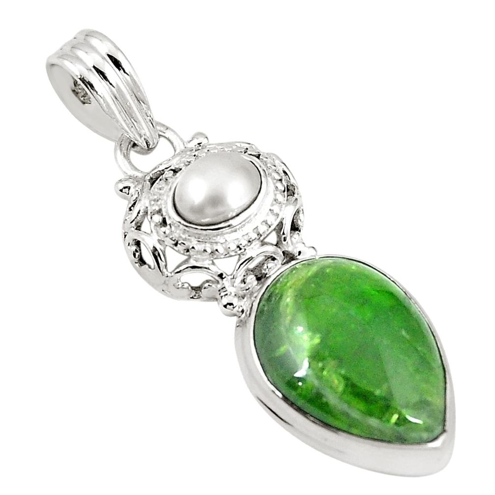 925 sterling silver natural green chrome diopside pearl pendant jewelry m29829