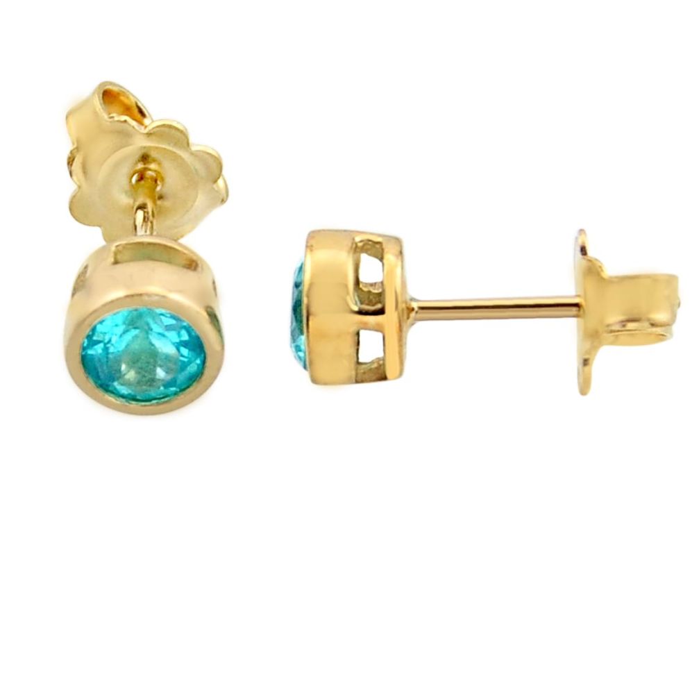 925 silver 2.40cts natural blue apatite (madagascar) gold plated stud earrings