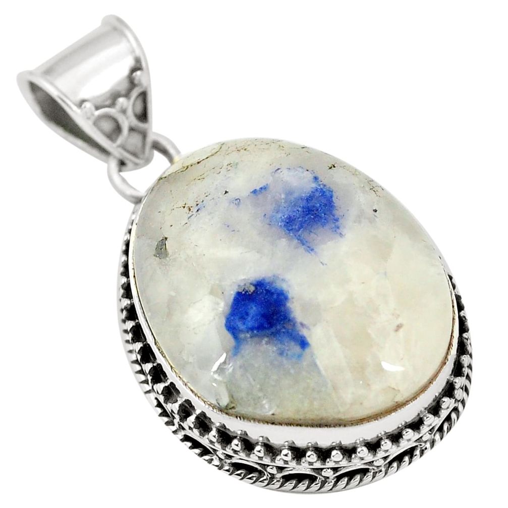 Natural blue dumortierite 925 sterling silver pendant jewelry m30558