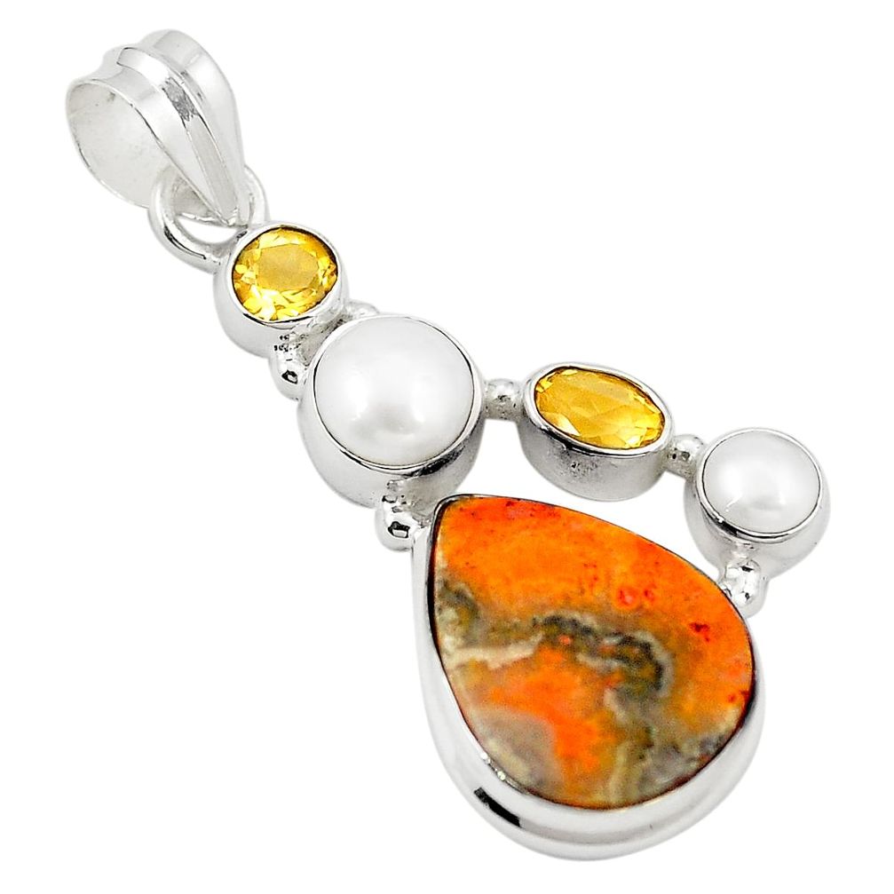 Natural yellow bumble bee australian jasper pearl 925 silver pendant m31020