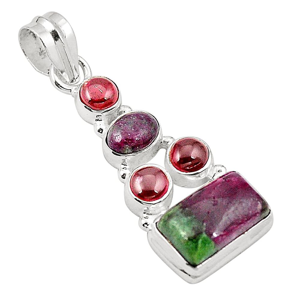 925 sterling silver natural pink ruby zoisite garnet pendant jewelry m31045