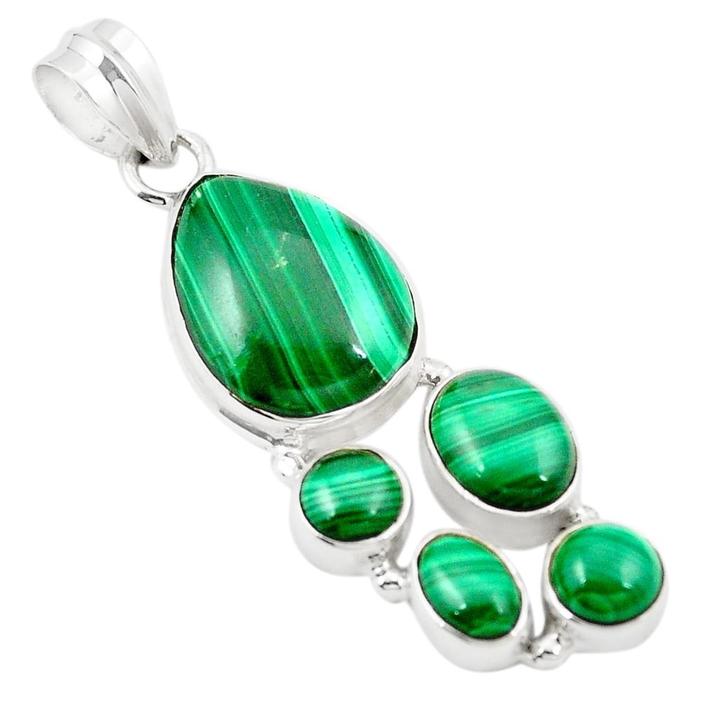 Natural green malachite (pilot's stone) 925 silver pendant jewelry m31093