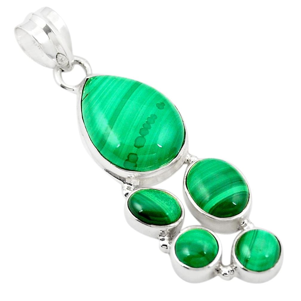 Natural green malachite (pilot's stone) 925 silver pendant jewelry m31099