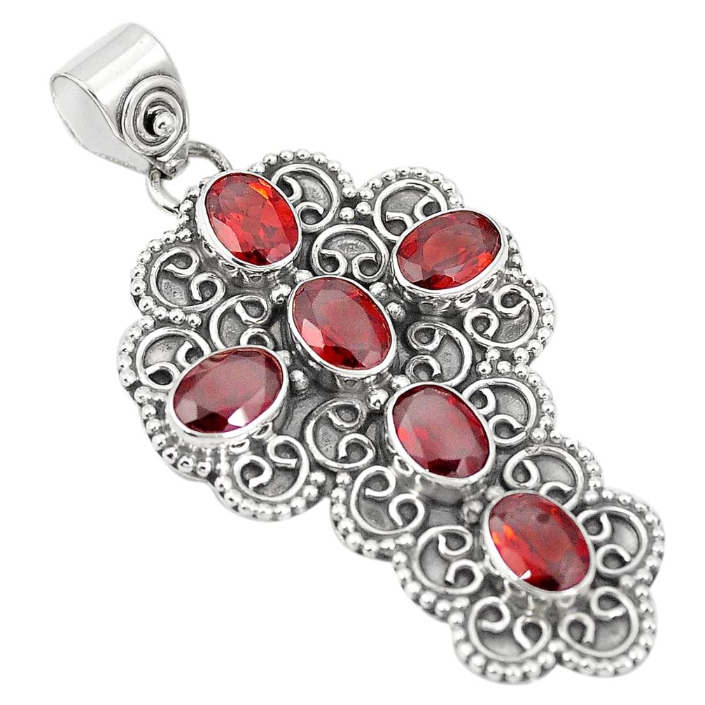 925 sterling silver natural red garnet holy cross pendant jewelry m31245