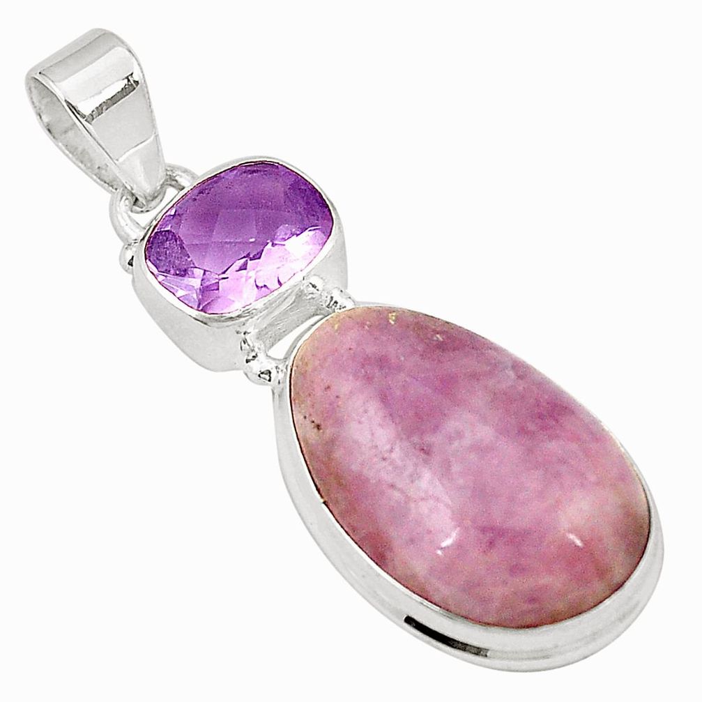 925 sterling silver natural pink kunzite amethyst pendant jewelry m31545