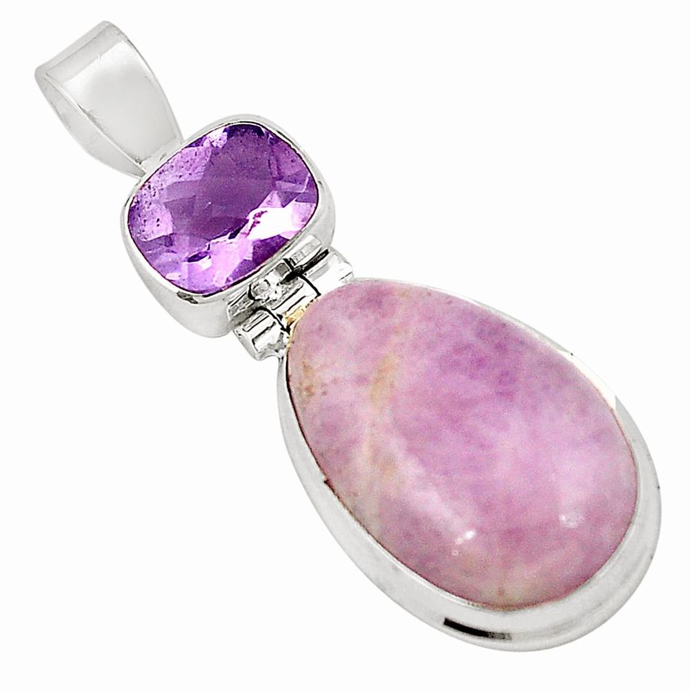 925 sterling silver natural pink kunzite amethyst pendant jewelry m31559